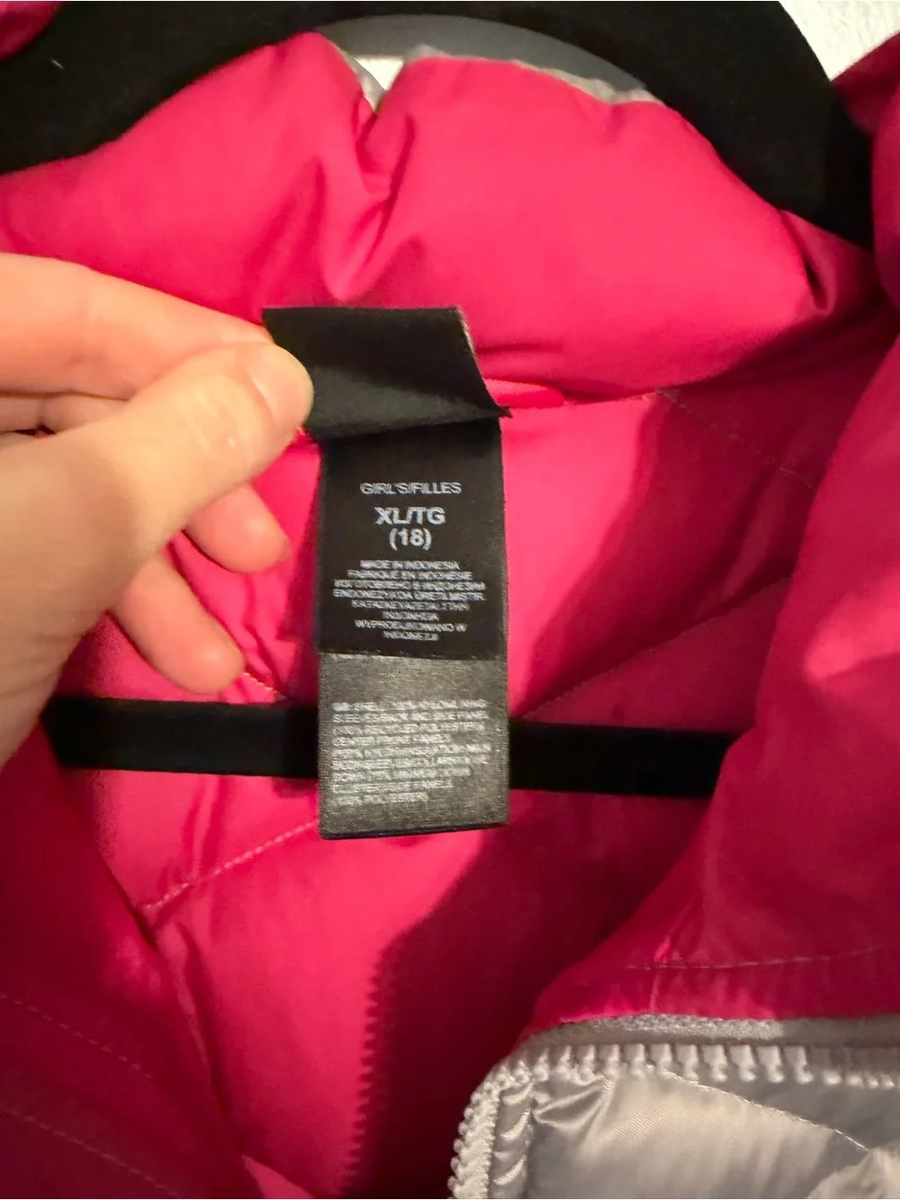 The North Face Gray Puffer Jacket with Pink Lining - Youth XL(18)